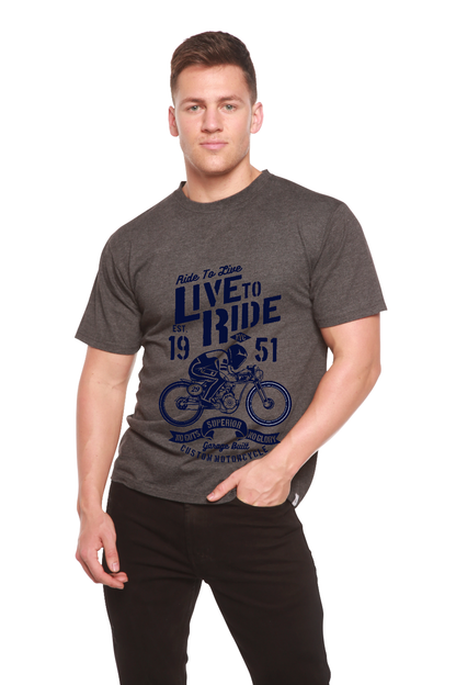 Live To Ride men's graphic tee gray bamboo viscose/organic cotton Spun Bamboo motorcycle on Tampa Home & Garden Store