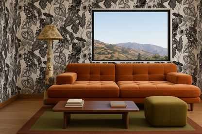 Cali Tropicale Wallpaper, off-white and black