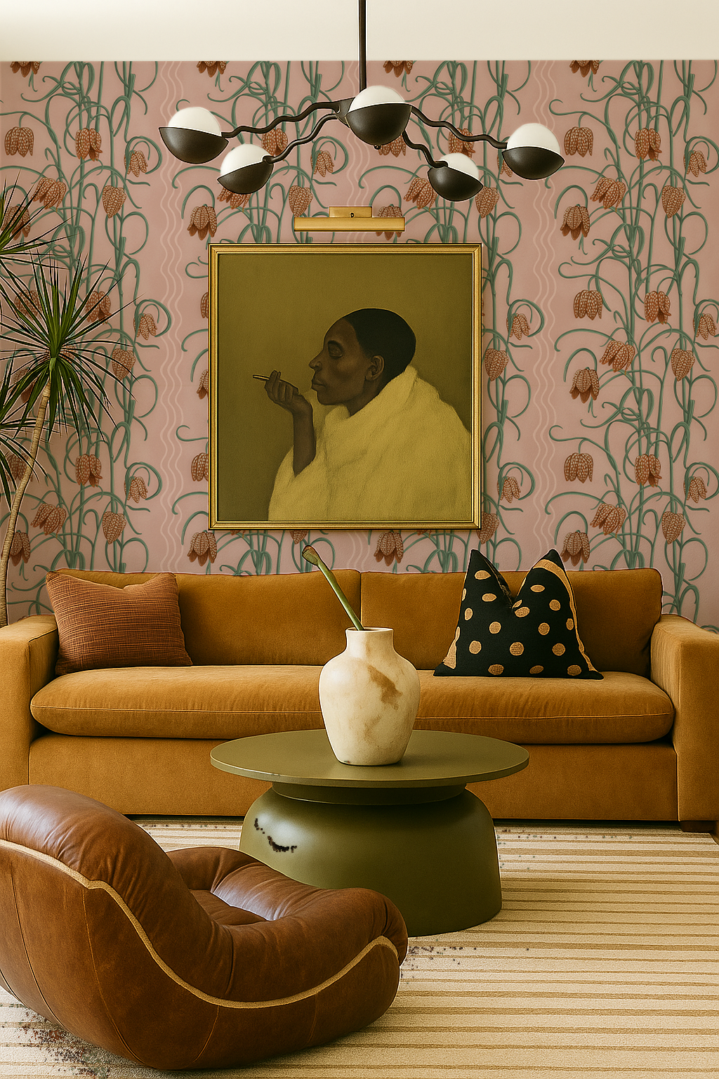 Campanas Wallpaper, dusty pink &  orange