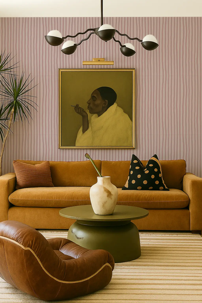 Dolce Stripe Wallpaper Primrose Pink with pink striped pattern by Samantha Santana Creative on Tampa Home & Garden Store