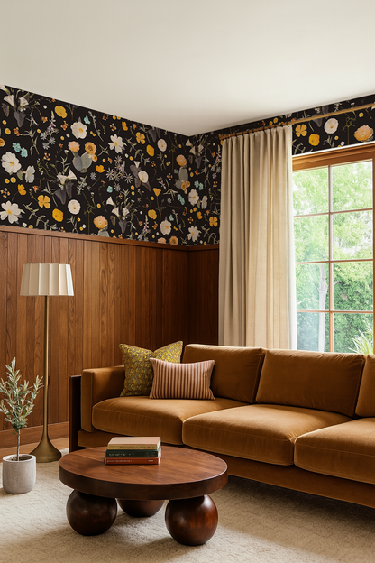 California Native Wallpaper, black & multicolor