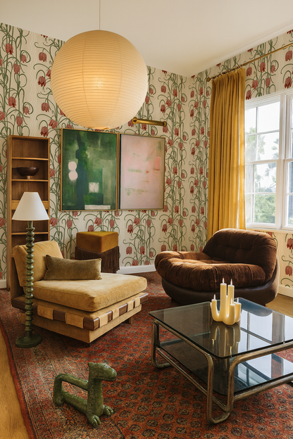 Campanas Wallpaper, neutral and burnt orange