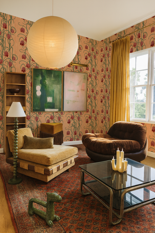 Campanas Wallpaper, peach and rust - Tampa Home & Garden Store
