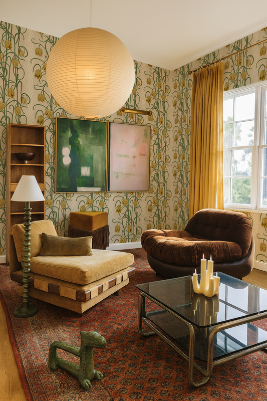 Campanas Wallpaper, tan and ocher - Tampa Home & Garden Store