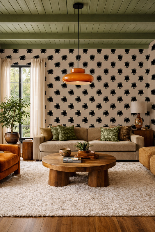 Sol Wallpaper, tan and black - Tampa Home & Garden Store