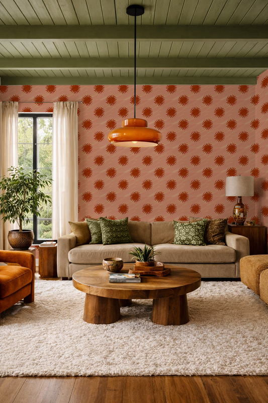 Sol Wallpaper, terra cotta and rust - Tampa Home & Garden Store