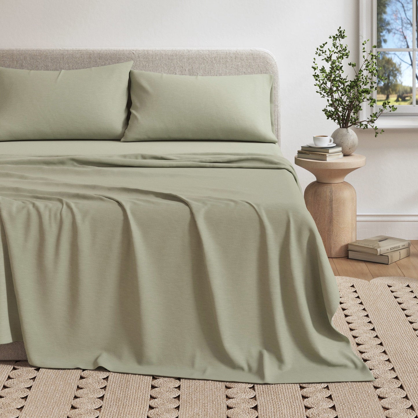 Heathered Jersey and Cotton Blend Bed Sheets