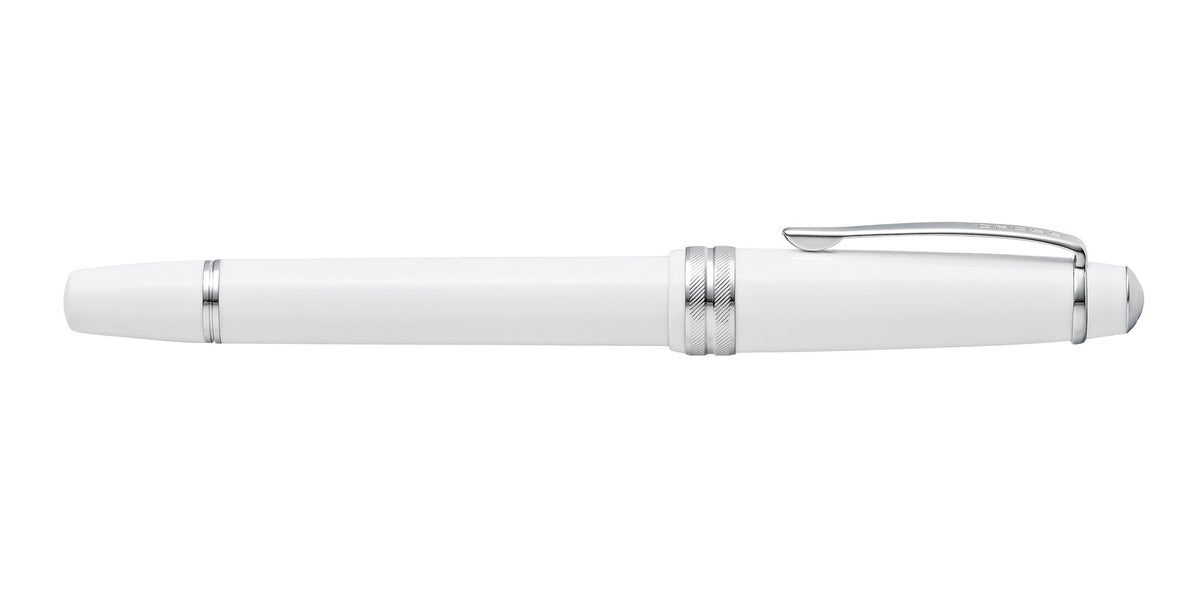 Bailey Light White Resin Fine Nib Fountain Pen by A.T. Cross, white body with chrome accents on Tampa Home & Garden Store
