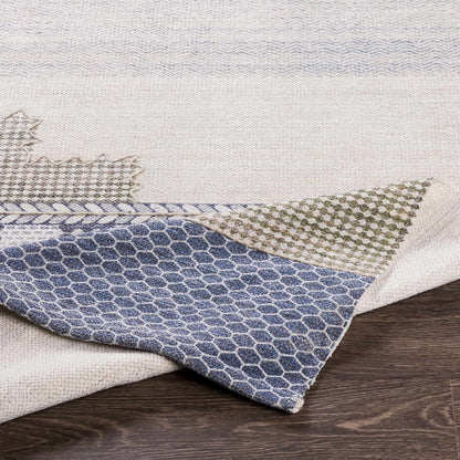 Llansteffan Carpet rug set in blue beige hex pattern by Boutique Rugs clearance on Tampa Home & Garden Store