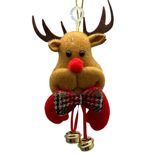 Plush Reindeer Ornament With Bells - Tampa Home & Garden Store