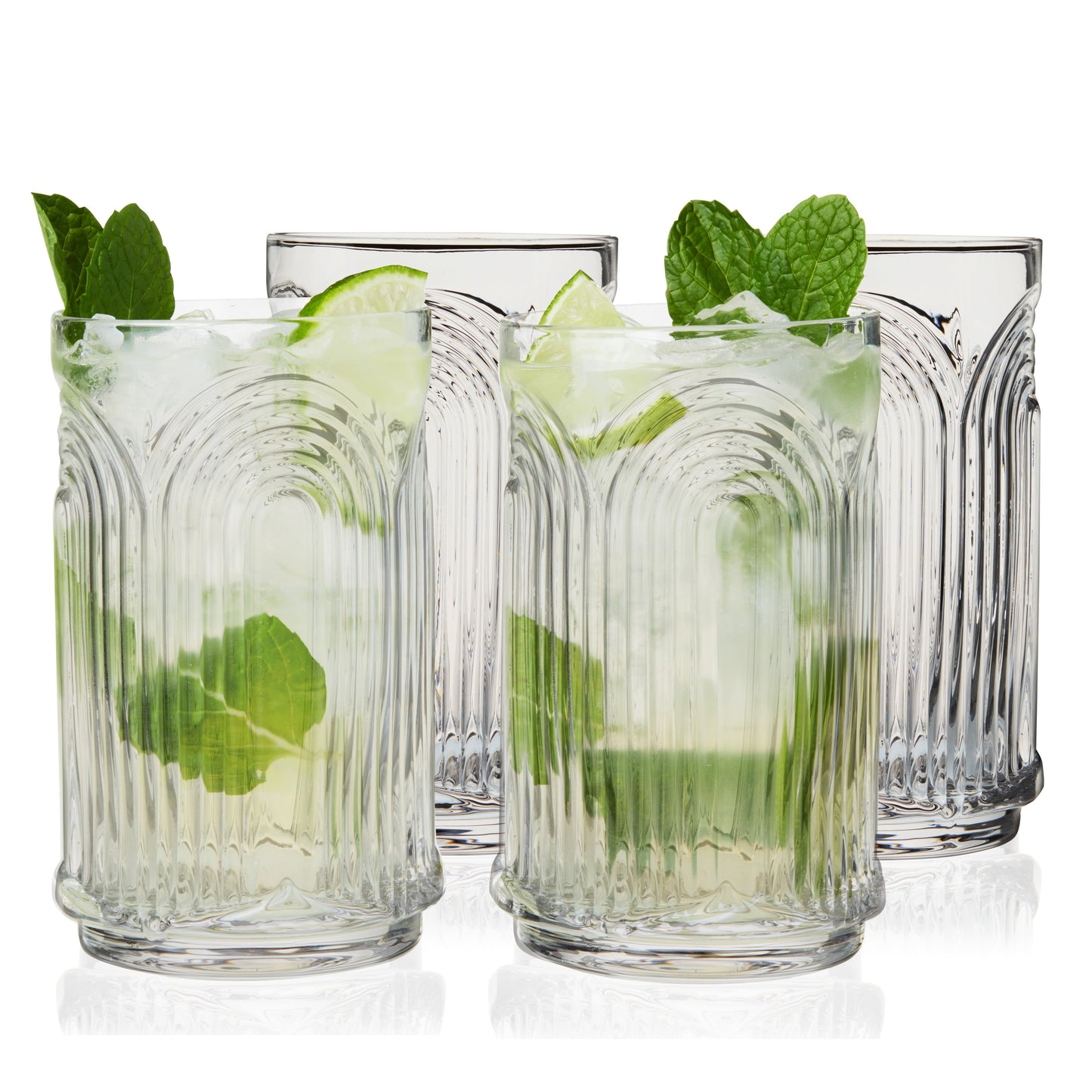 Art Deco Crystal Highball Glasses and Set of 4