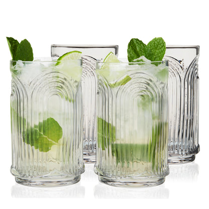 Art Deco Crystal Highball Glasses and Set of 4