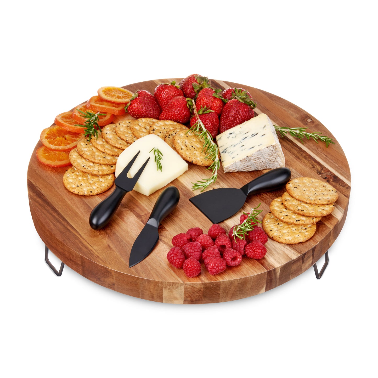 Acacia Wooden Footed Cheese and Knife Set