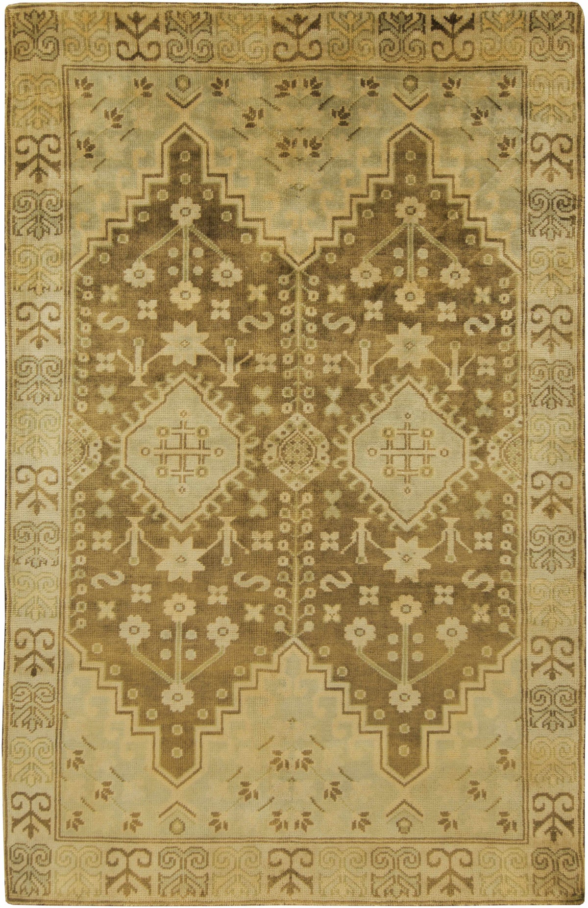 Lochgilphead Area Carpet rug by Boutique Rugs in beige-brown geometric medallion design on Tampa Home & Garden Store