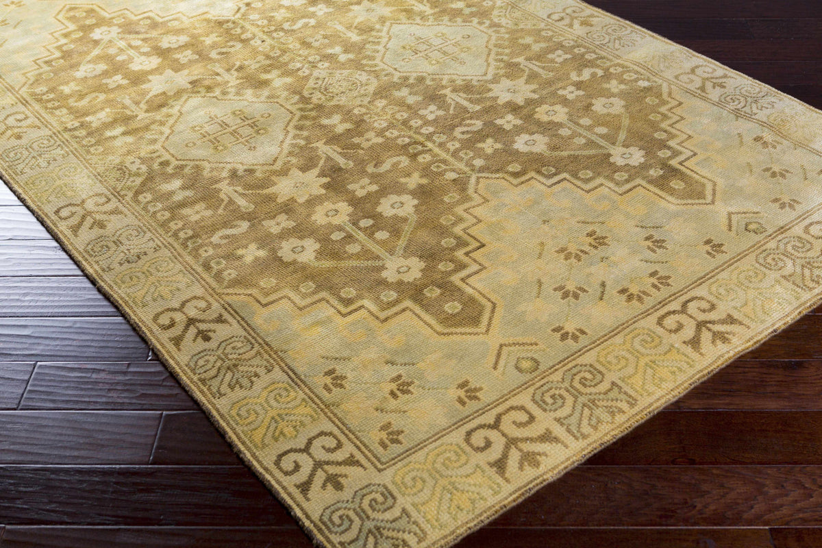 Lochgilphead Area Carpet rug beige-gold geometric medallion pattern Boutique Rugs on Tampa Home & Garden Store