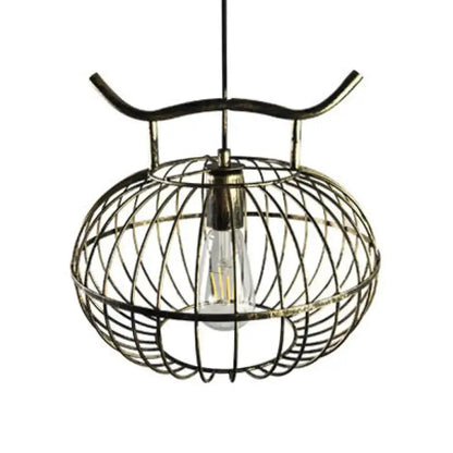 Lodge rust and aged brass lantern pendant light with a wire cage Decorbites on Tampa Home & Garden Store