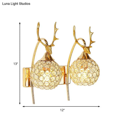 Chrome deer wall sconce with crystal dome, 2-light by Decorbites on Tampa Home & Garden Store