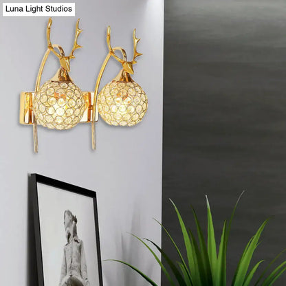 Decorbites chrome deer wall sconce with crystal domes two-light design on Tampa Home & Garden Store