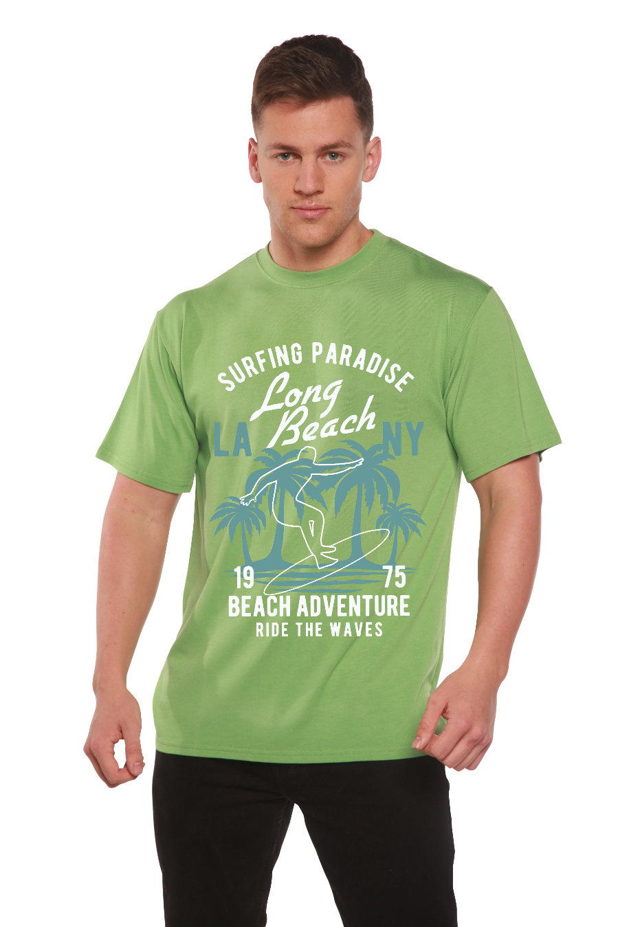 Long Beach men's graphic T-shirt bamboo viscose organic cotton by Spun Bamboo on Tampa Home & Garden Store