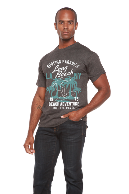 Long Beach men's bamboo viscose/organic cotton graphic tee in charcoal, Spun Bamboo on Tampa Home & Garden Store