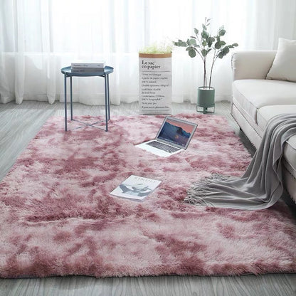 Long hair tie-dyed gradient carpet living room bedroom