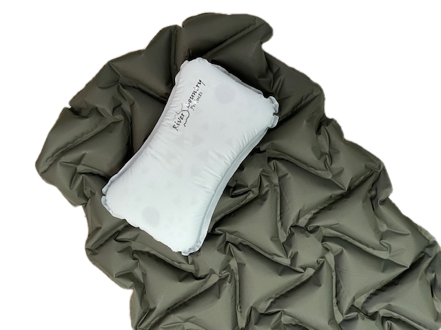 Sleeping Bag Sleeping Pad Pillow Combo Set with olive-green bag and River Country Gear pad on Tampa Home & Garden Store