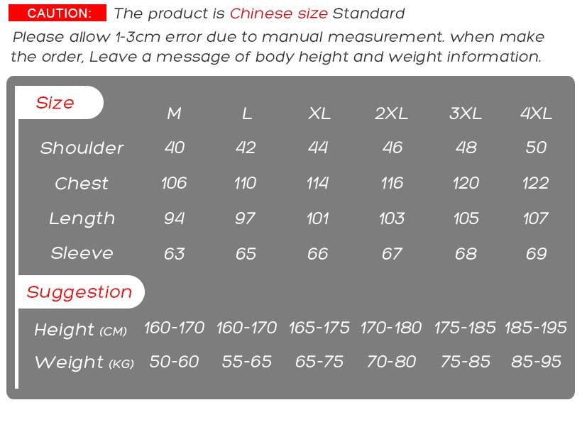 Stevvex hooded winter parka size chart with M–4XL measurements and height weight guidance on Tampa Home & Garden Store