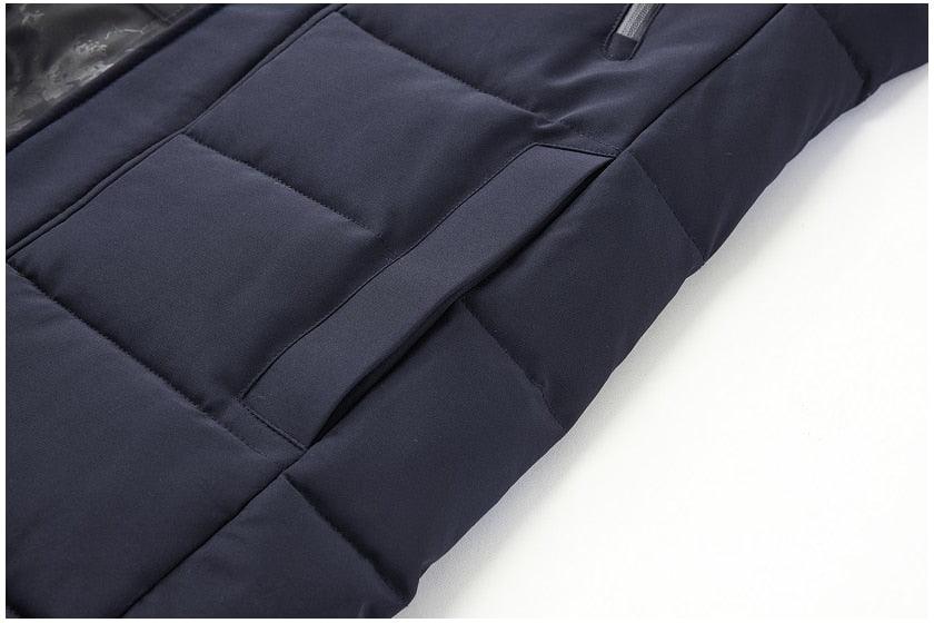 Stevvex navy quilted winter parka for men with multiple pockets on Tampa Home & Garden Store