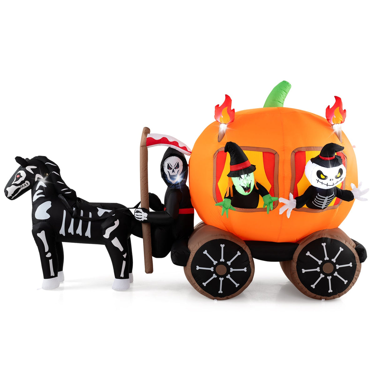 10.2ft Halloween inflatable carriage with pumpkin and two ghosts, skeletal horse, DirectDeals decor on Tampa Home & Garden Store