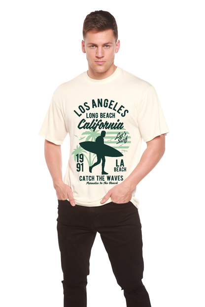 LA men's bamboo viscose organic cotton short sleeve tee with surfer palm Spun Bamboo on Tampa Home & Garden Store