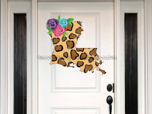 Louisiana Sign, Football Sign, Leopard Sign, wood sign, Door Hanger, DECOE-W-111, 22" Door Hanger