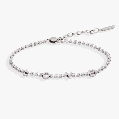 Love Crystal Tennis Bracelet by ALEX AND ANI, silver-tone chain with pavé crystals on Tampa Home & Garden Store