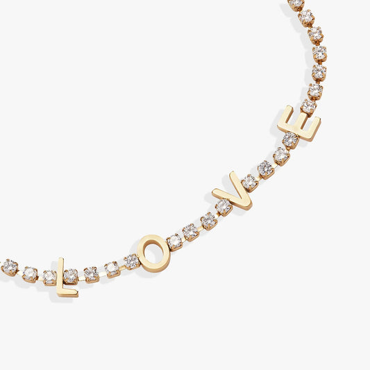 Love Crystal Tennis Bracelet gold-tone with pavé crystals along a delicate chain on Tampa Home & Garden Store