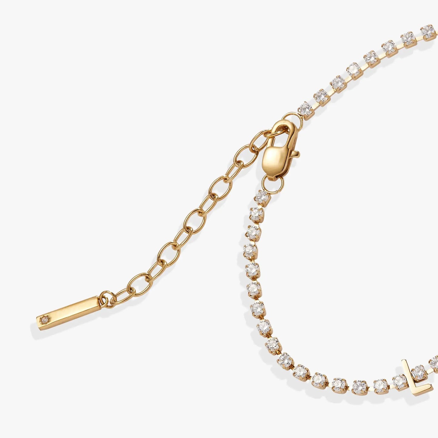 Love Crystal Tennis Bracelet by ALEX AND ANI, gold-tone chain with clear crystals, lobster clasp on Tampa Home & Garden Store