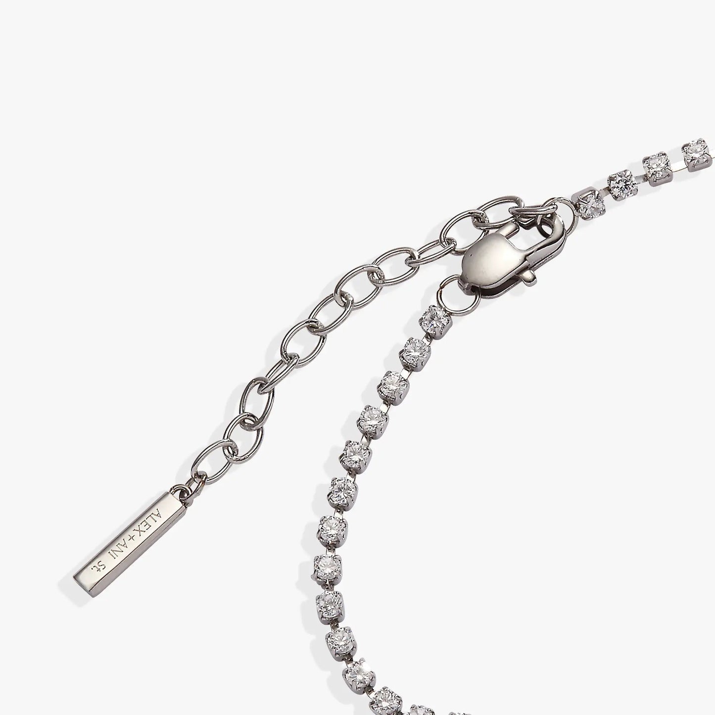 Love crystal tennis bracelet by ALEX AND ANI with square clear crystals on a silver chain on Tampa Home & Garden Store