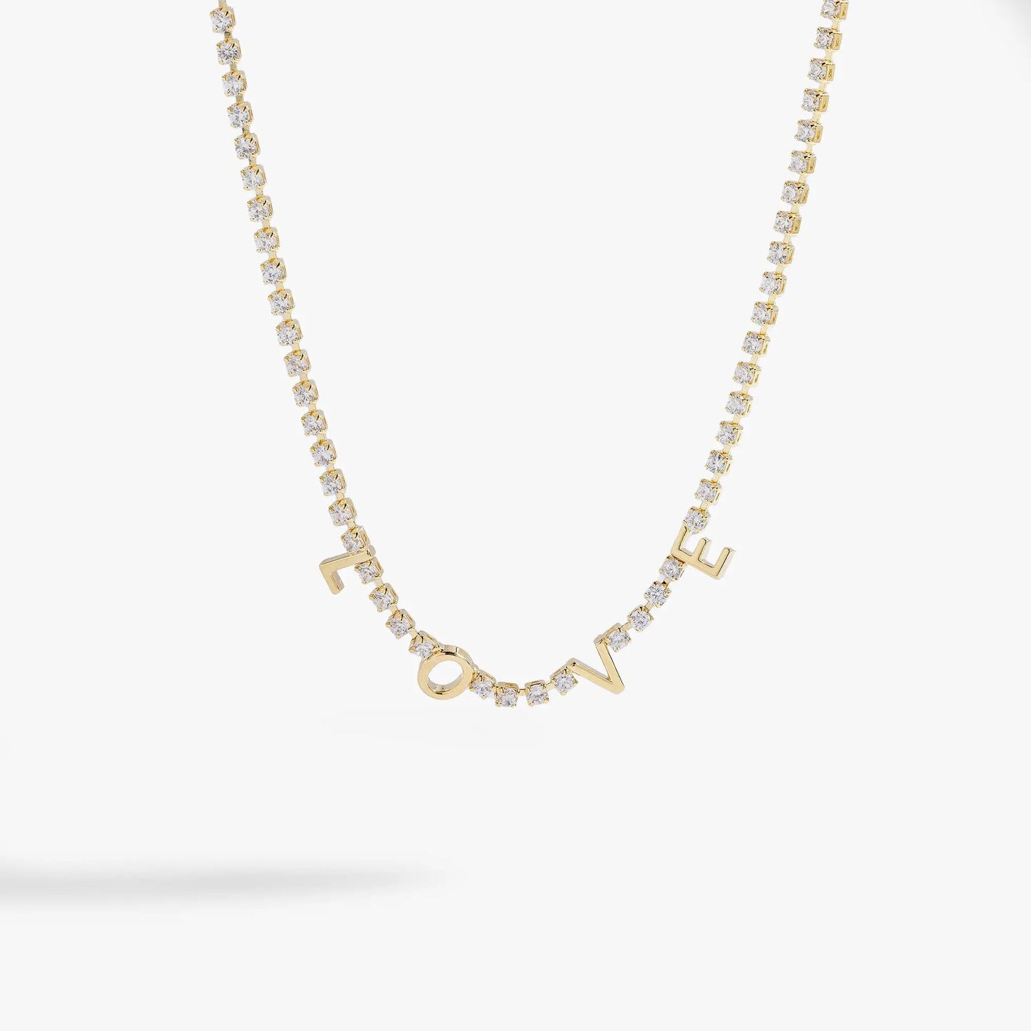 Love Crystal Tennis Necklace with Cubic Zirconia