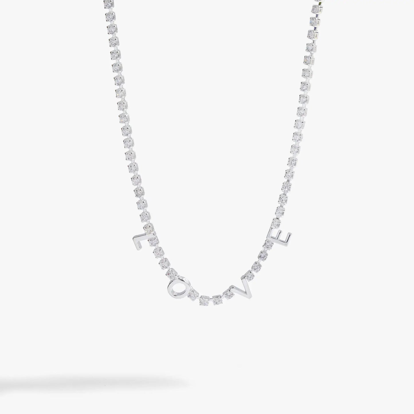 Love Crystal Tennis Necklace with Cubic Zirconia