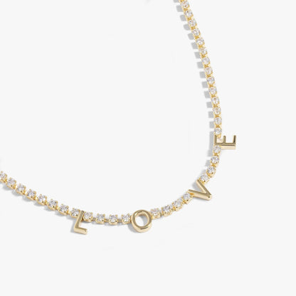 Love Crystal Tennis Necklace with Cubic Zirconia
