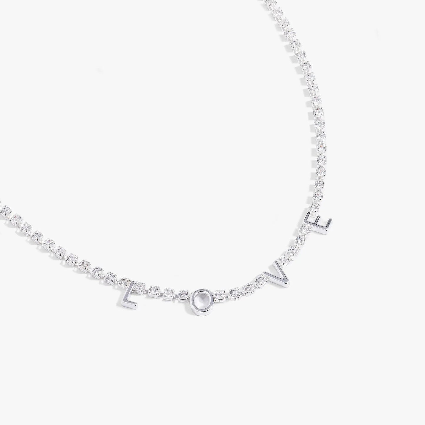 Love Crystal Tennis Necklace with Cubic Zirconia