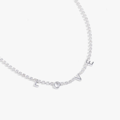 Love Crystal Tennis Necklace with Cubic Zirconia