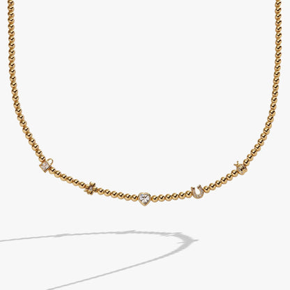 Love and Luck Beaded Tennis Necklace with Charms