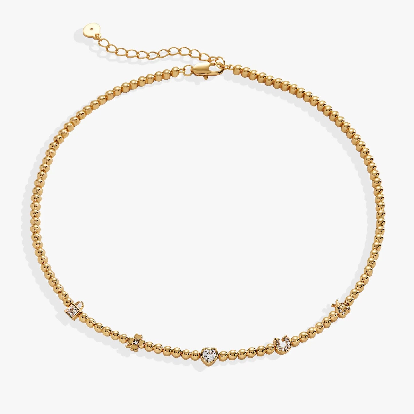 Love and Luck Beaded Tennis Necklace with Charms