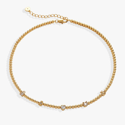 Love and Luck Beaded Tennis Necklace with Charms