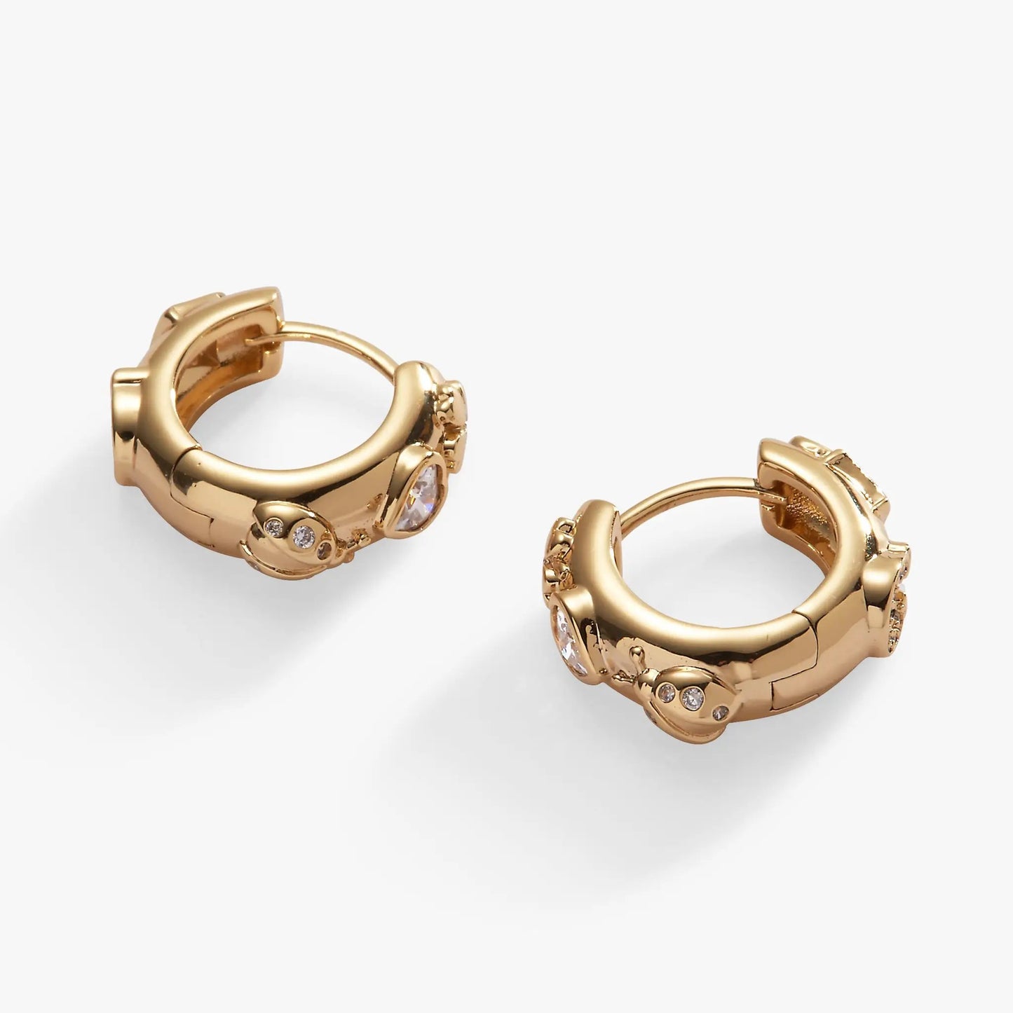 Love and Luck Huggie Hoops with Lucky Symbols
