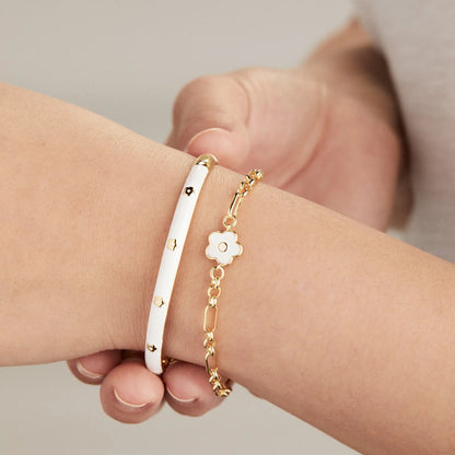 Mother of Pearl Daisy Charm Chain Bracelet