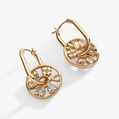 Love and Luck Wheel Hoop Earrings gold-tone pair with crystal accents by ALEX AND ANI on Tampa Home & Garden Store