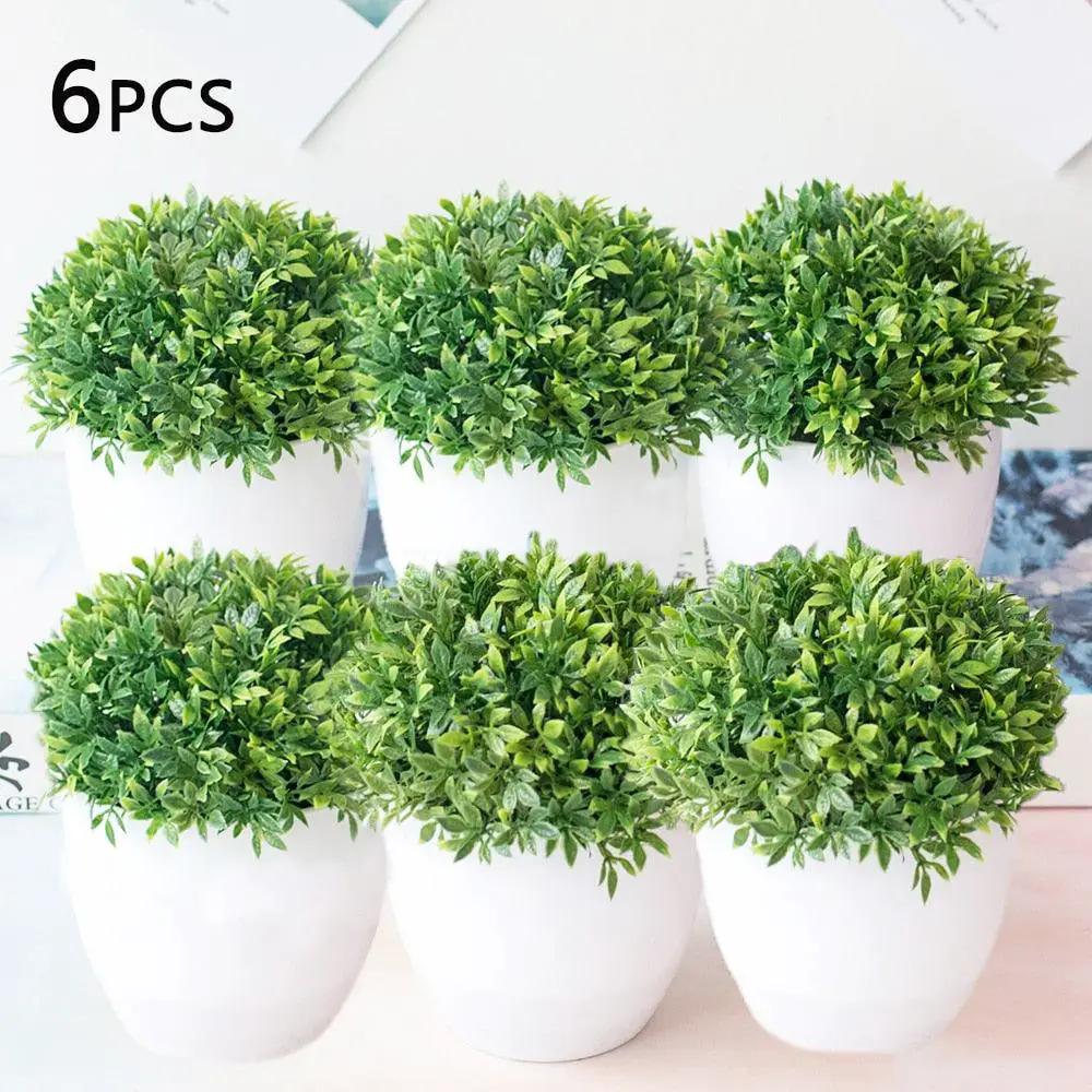 Love Art Bonsai Flower Set Six Potted Decor Home