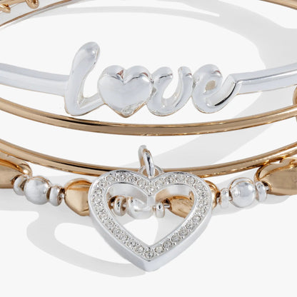 Love Bracelets Set of Three with Heart Charms