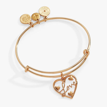 Love Script Heart Bangle Gift for Someone Special