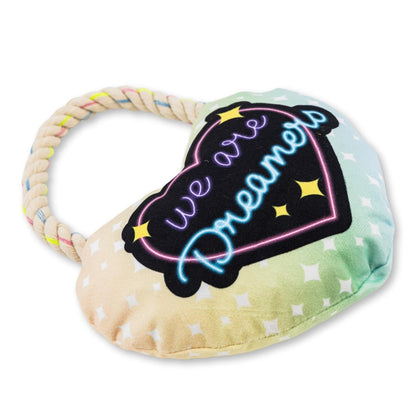 Peluche de corazón para perro: con chirriador y papel arrugado para un juego divertido 